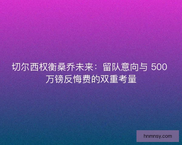 切尔西权衡桑乔未来：留队意向与 500 万镑反悔费的双重考量