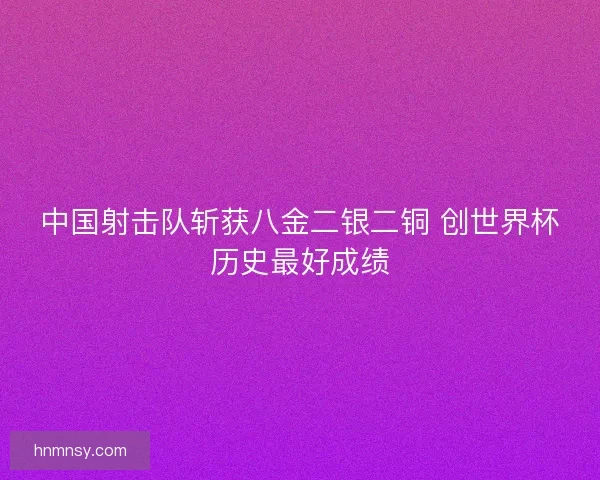 中国射击队斩获八金二银二铜 创世界杯历史最好成绩