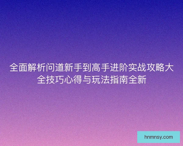 全面解析问道新手到高手进阶实战攻略大全技巧心得与玩法指南全新
