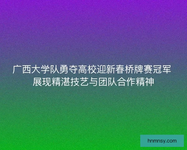 广西大学队勇夺高校迎新春桥牌赛冠军 展现精湛技艺与团队合作精神