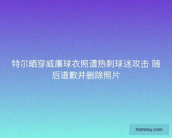 特尔晒穿威廉球衣照遭热刺球迷攻击 随后道歉并删除照片